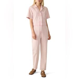 FAHERTY Blaise Organic Cotton Jumpsuit Pink Sunset Blush Medium 8 10 NWT HOST PK